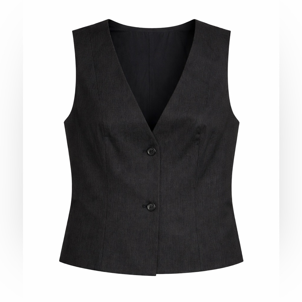 Reformation Linen Black Tailored Vest